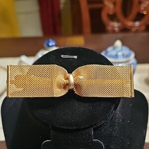 Vintage Gold Mesh Bow Hair Clip Barrette 1950s 1960s